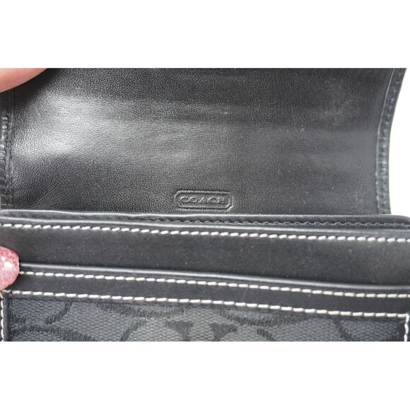 Coach Black Signature and Leather Keychain Wallet Vintage Great Condition! - Picture 8 of 9